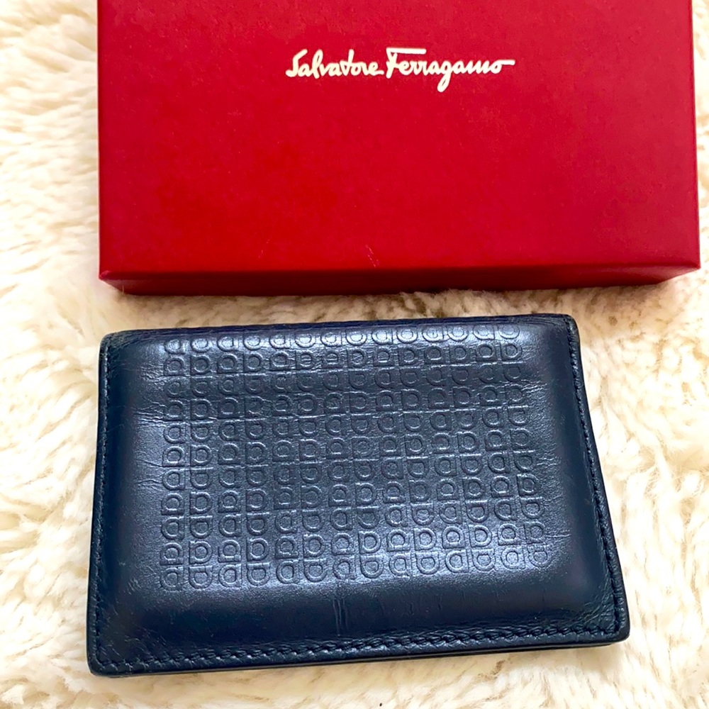 Used card wallet dark navy blue